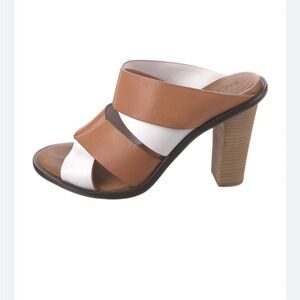 See by Chloe Folded Leather Stacked Heel Slip On Sandal 37.5